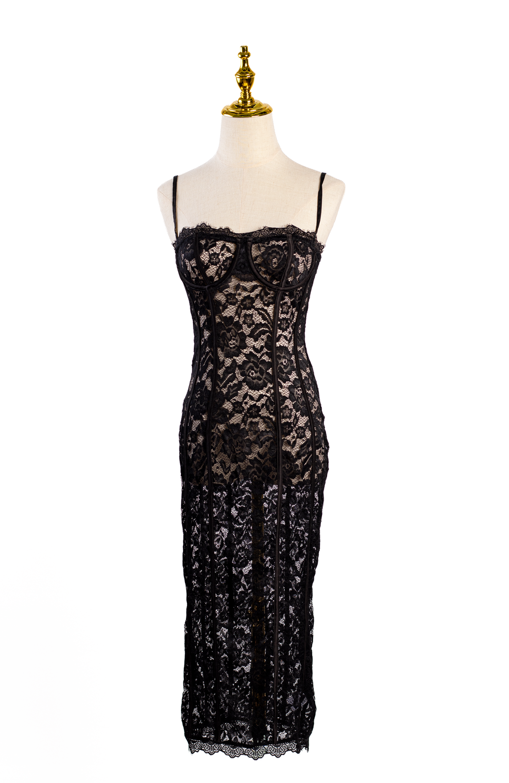 VESTIDO MIDI CORSET DE ENCAJE