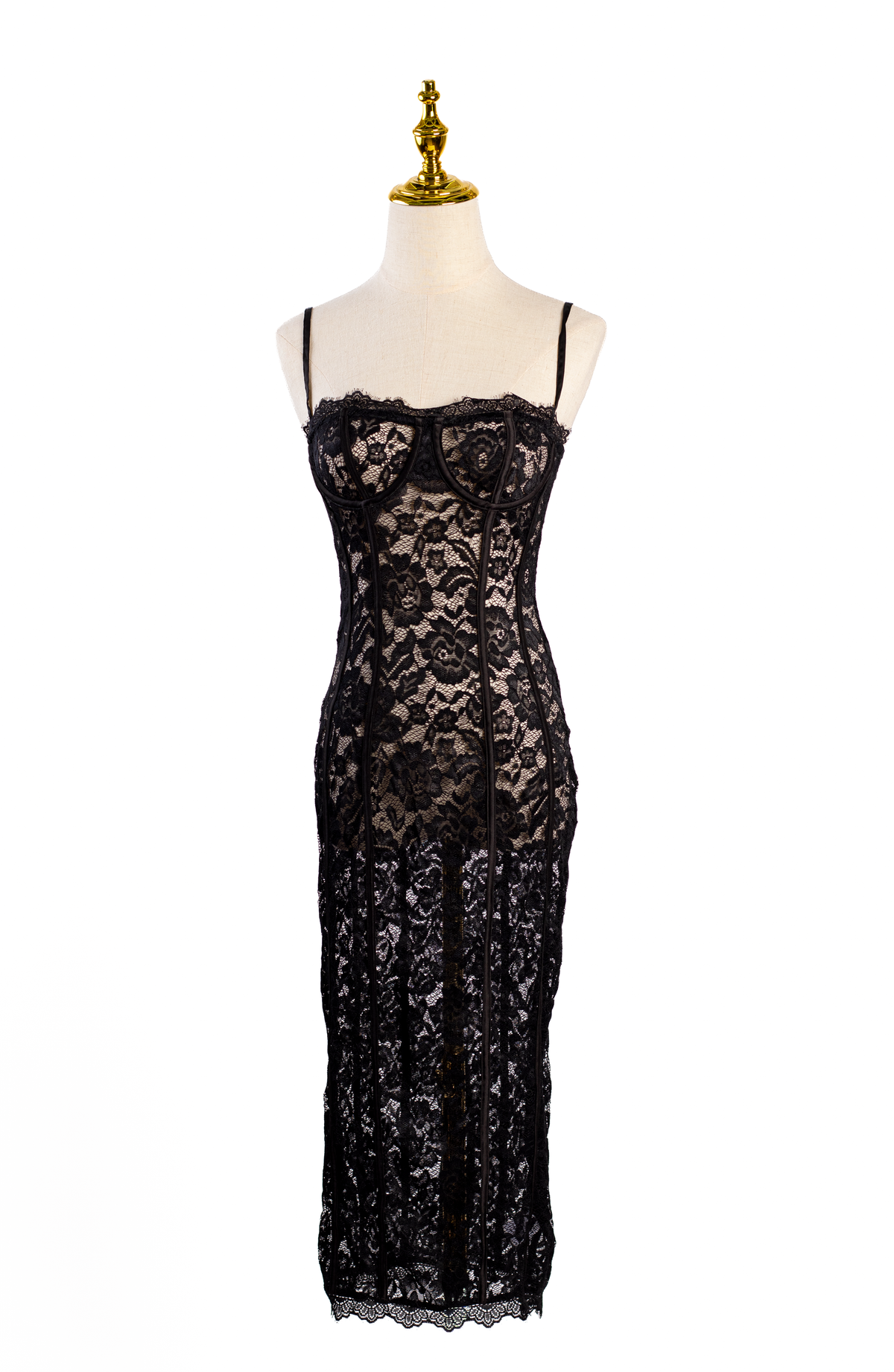 VESTIDO MIDI CORSET DE ENCAJE