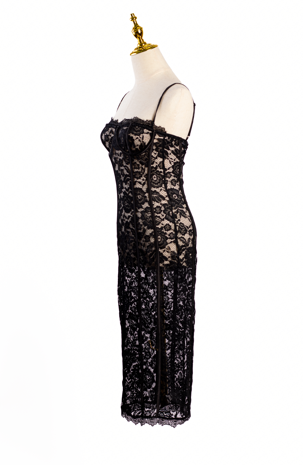 VESTIDO MIDI CORSET DE ENCAJE
