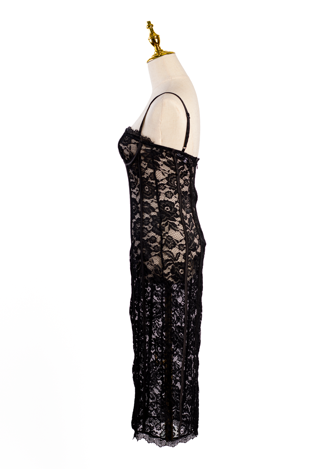 VESTIDO MIDI CORSET DE ENCAJE