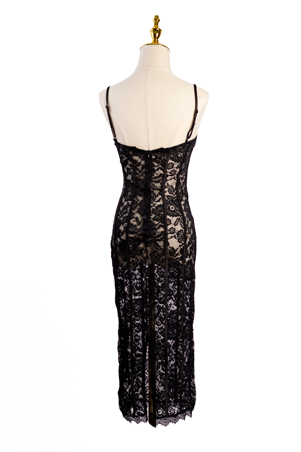 VESTIDO MIDI CORSET DE ENCAJE