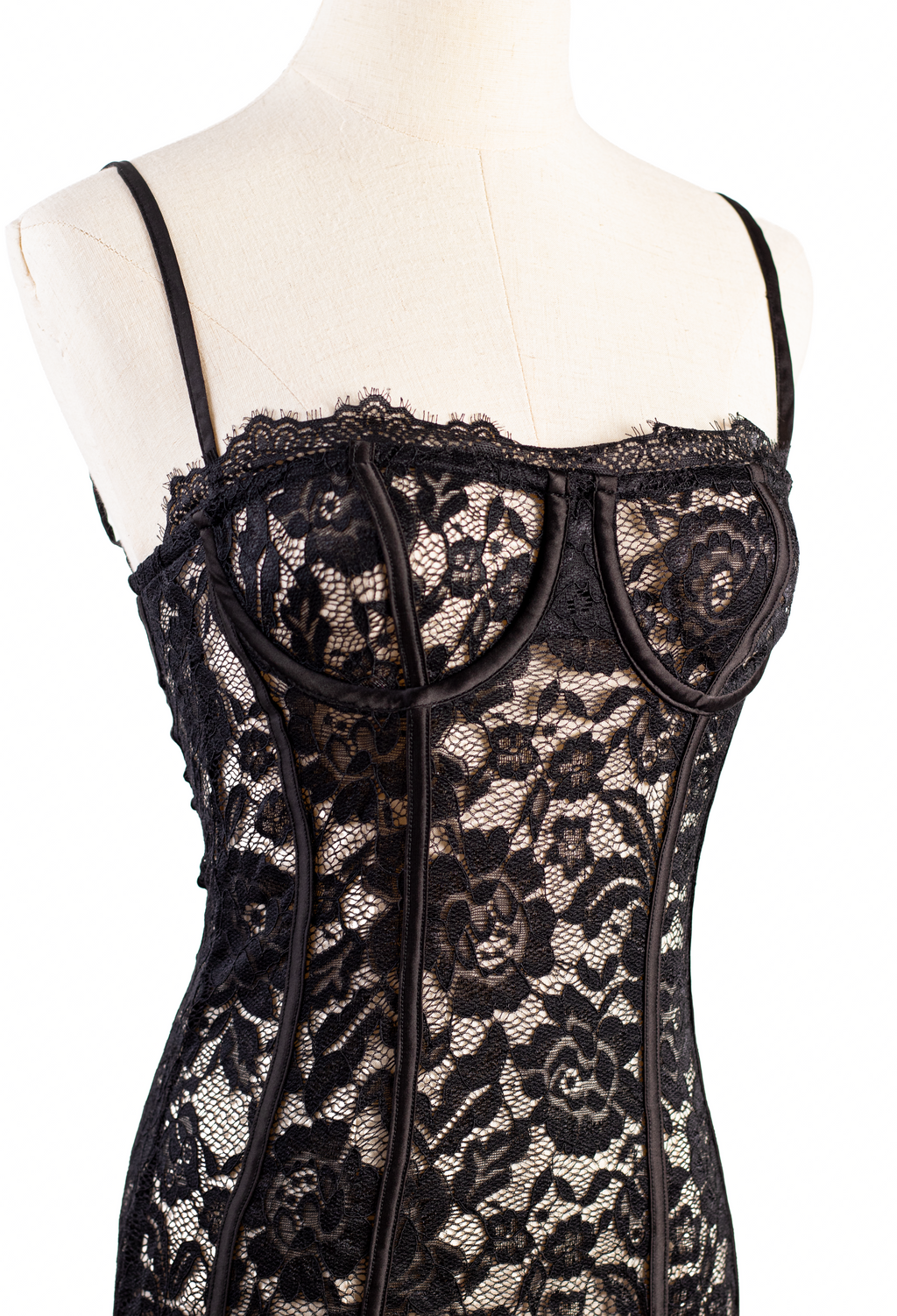 VESTIDO MIDI CORSET DE ENCAJE
