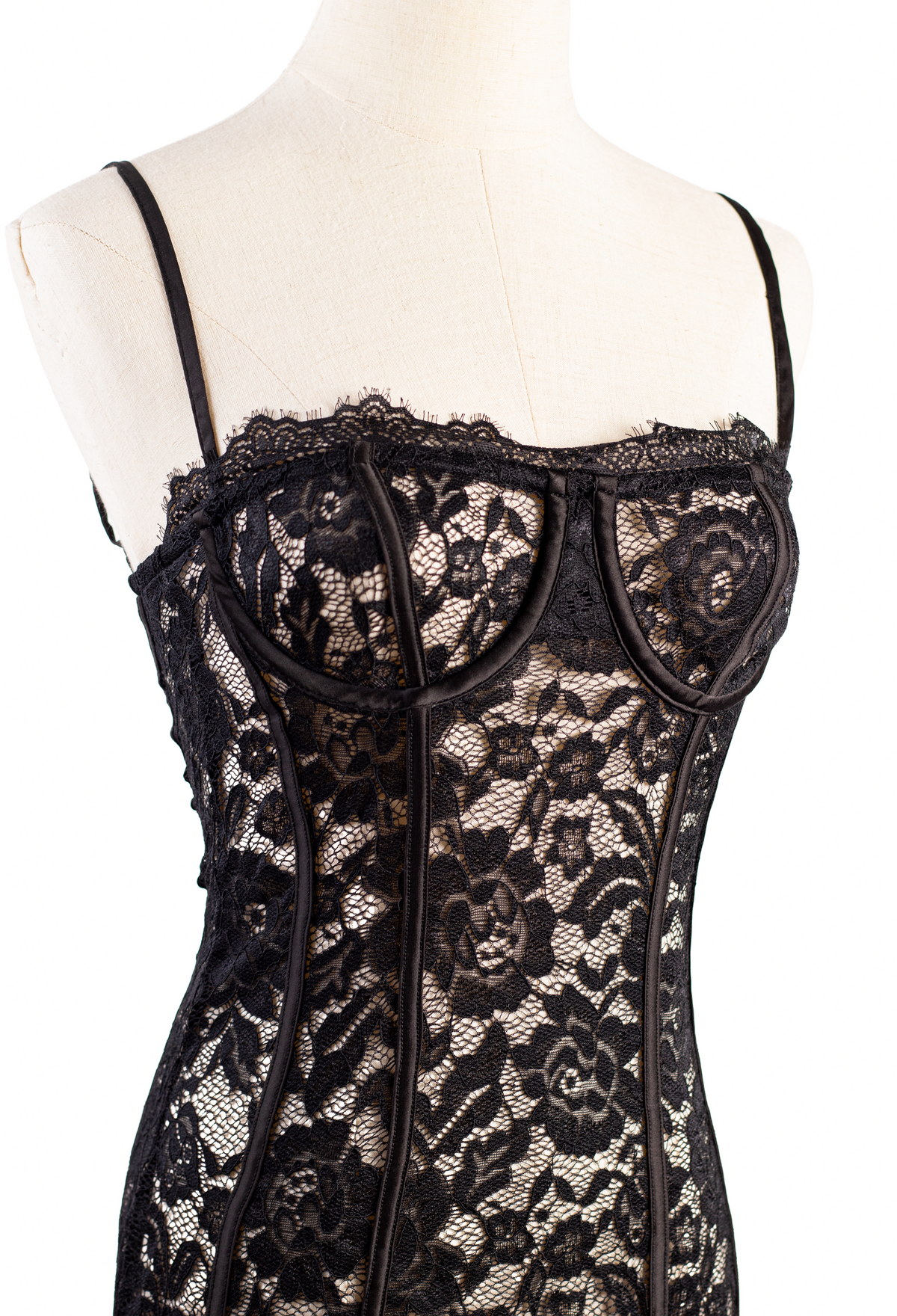VESTIDO MIDI CORSET DE ENCAJE