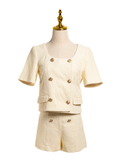 SET ZARA TWEED CREMA BOTONES DORADOS