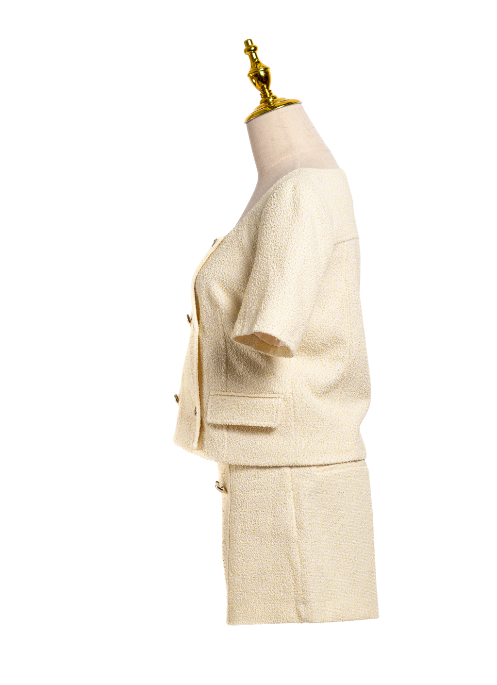 SET ZARA TWEED CREMA BOTONES DORADOS