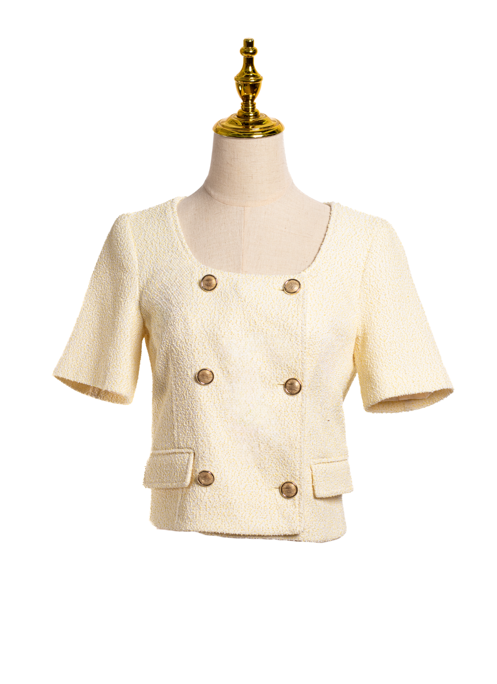 SET ZARA TWEED CREMA BOTONES DORADOS