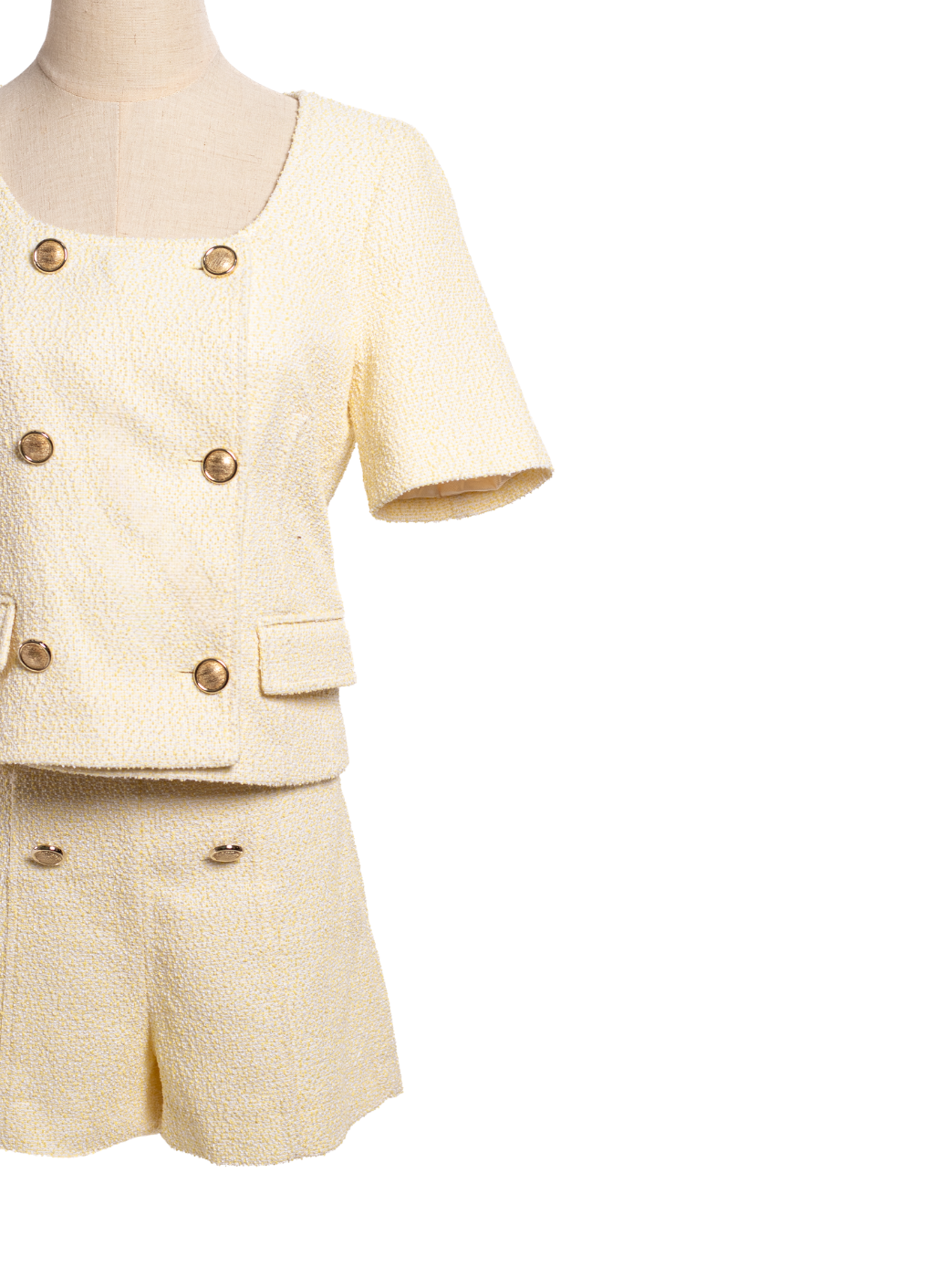 SET ZARA TWEED CREMA BOTONES DORADOS