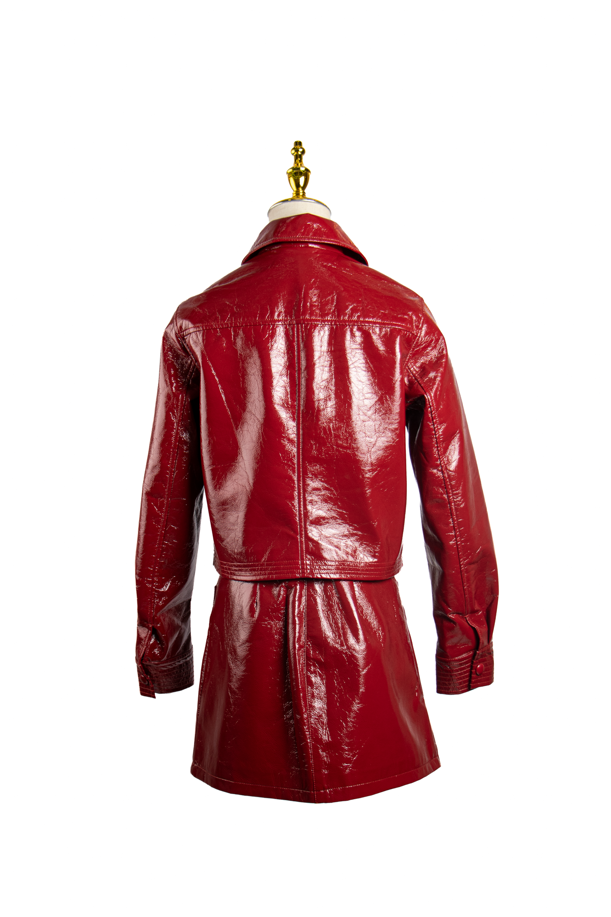 SET DE CHAQUETA CROP Y MINIFALDA EFECTO CHAROL
