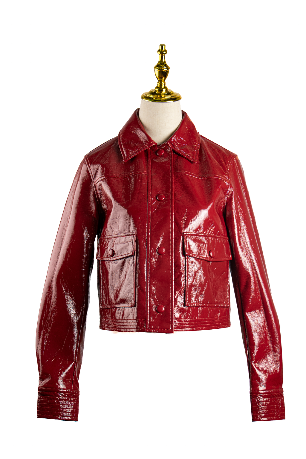 SET DE CHAQUETA CROP Y MINIFALDA EFECTO CHAROL