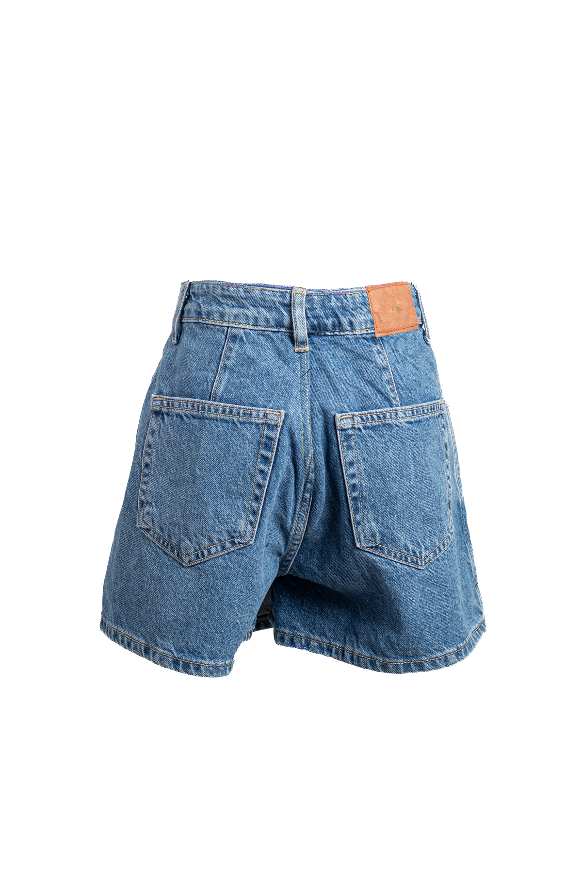 FALDA SHORT DE MEZCLILLA ASIMÉTRICA