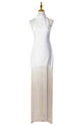 VESTIDO HALTER CON FLECOS