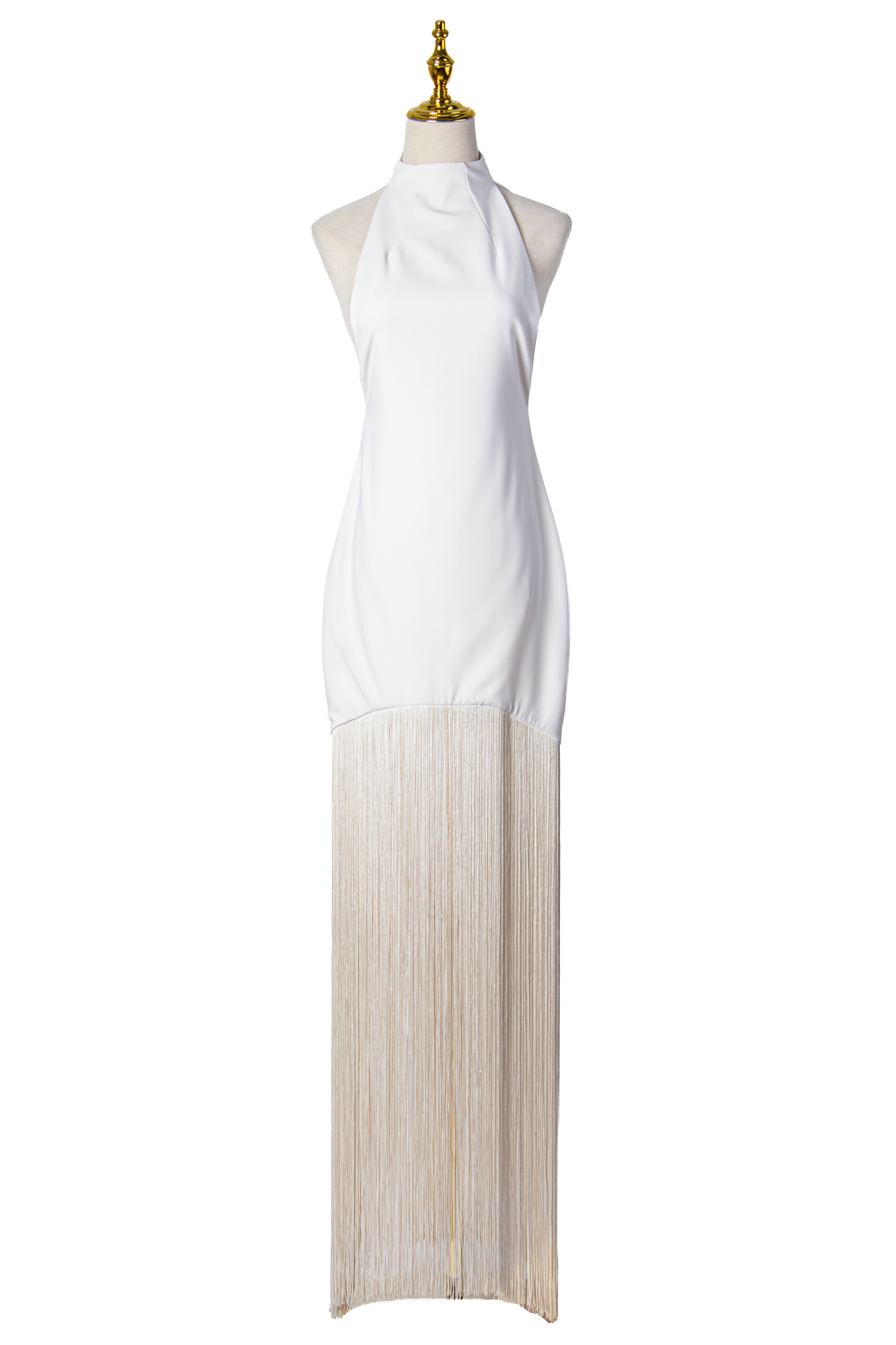 VESTIDO HALTER CON FLECOS