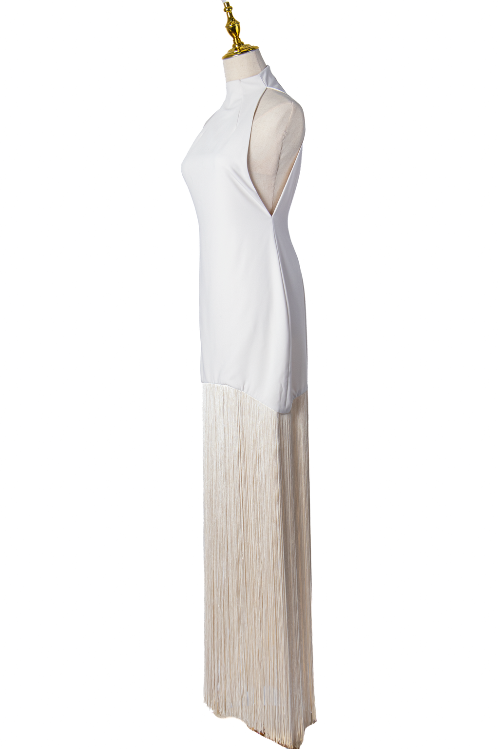 VESTIDO HALTER CON FLECOS