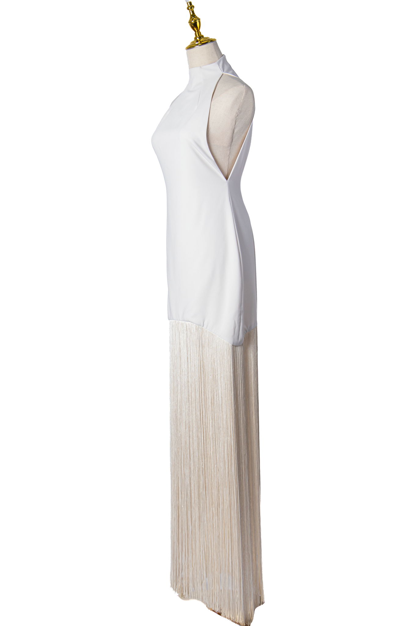 VESTIDO HALTER CON FLECOS