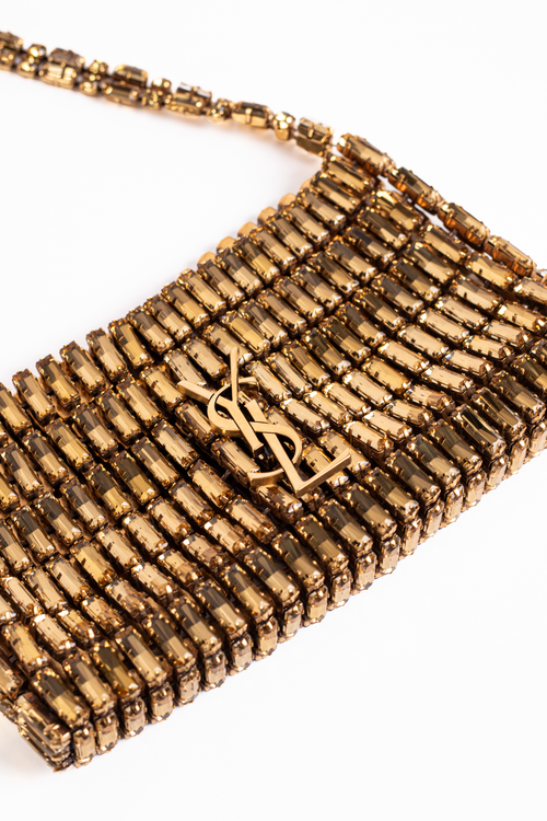 BOLSO SAINT LAURENT RIVE DROITE CRISTALES DORADOS