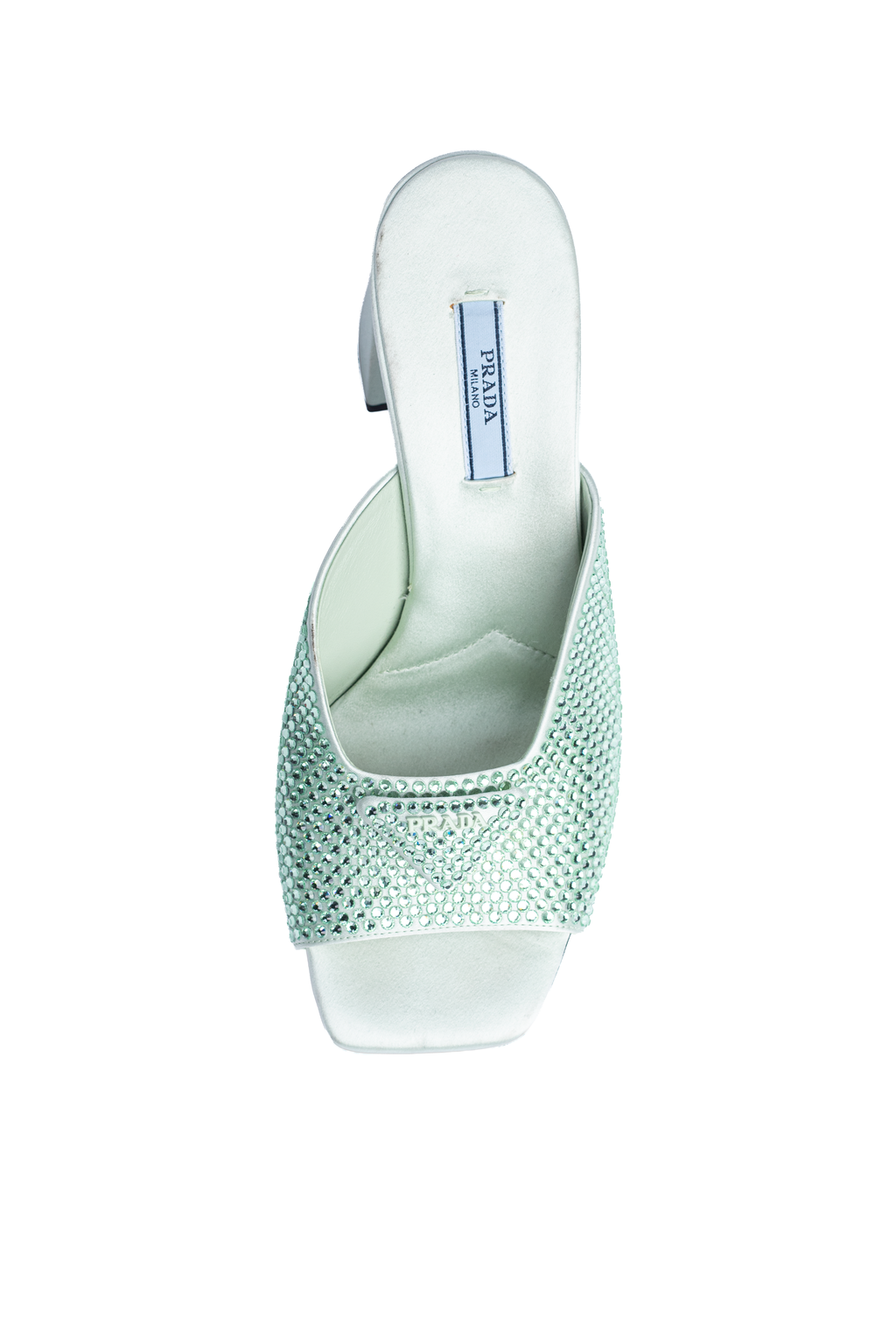 PRADA CRYSTAL-EMBELLISHED SATIN MULES
