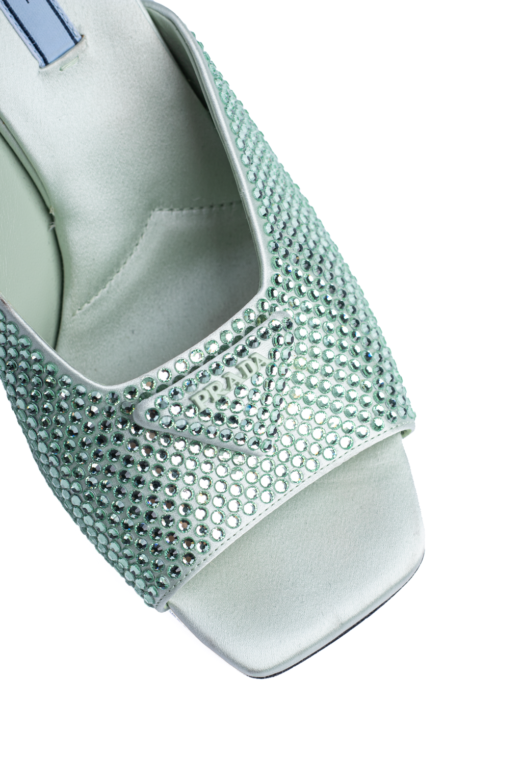 PRADA CRYSTAL-EMBELLISHED SATIN MULES
