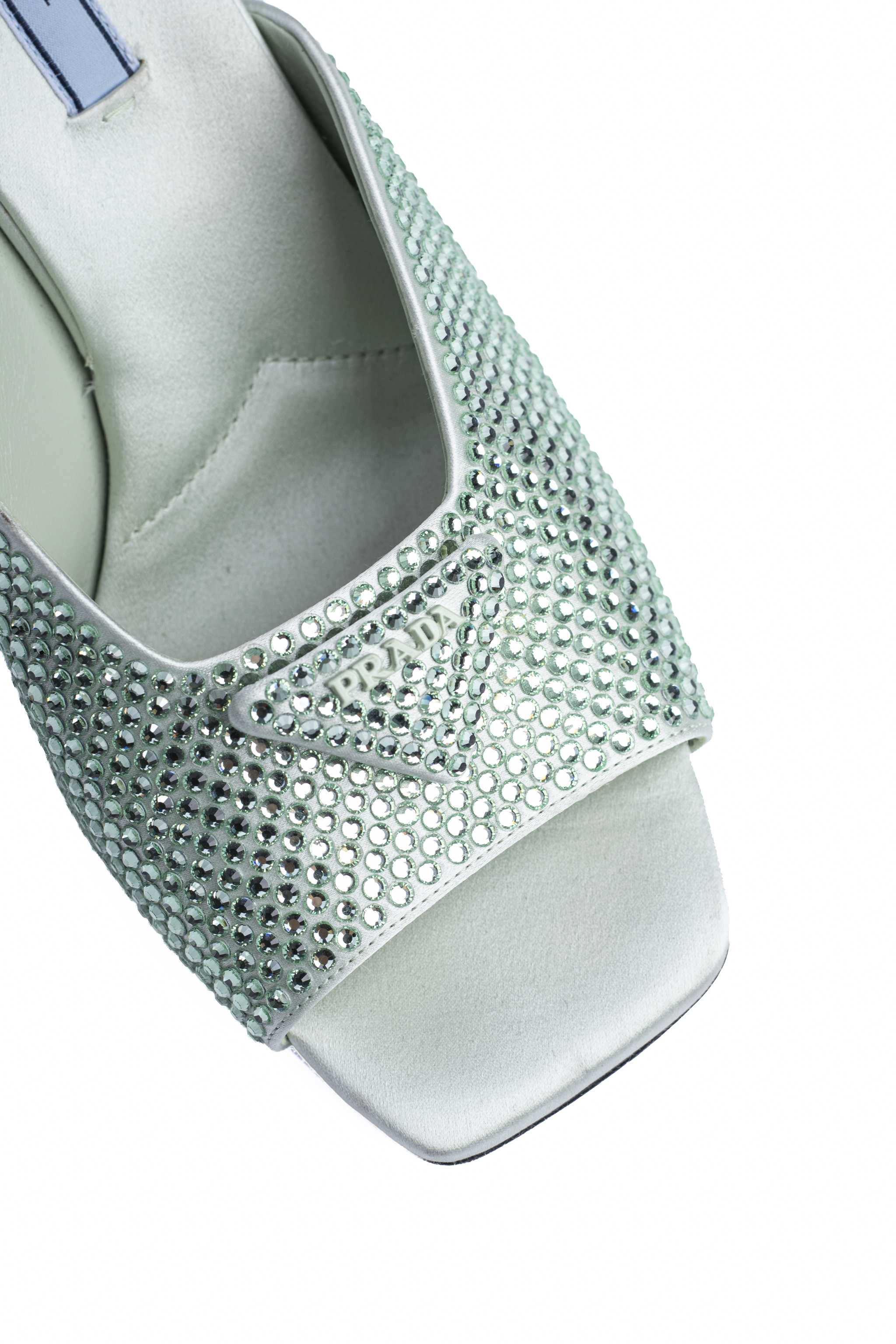 PRADA CRYSTAL-EMBELLISHED SATIN MULES
