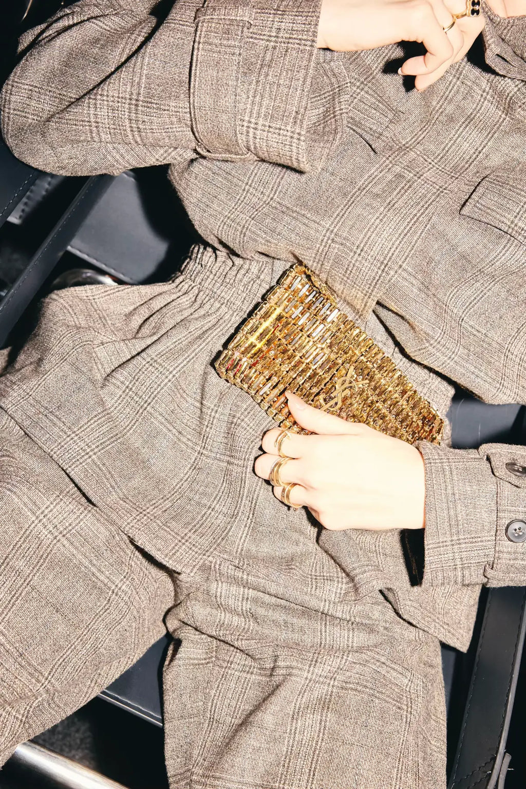 BOLSO SAINT LAURENT RIVE DROITE CRISTALES DORADOS